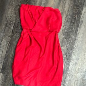 BCBG Strapless Hot Red Cocktail Dress